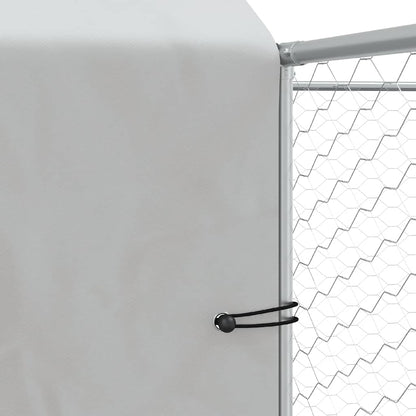 Outdoor Dog Kennel with Roof Silver 13.1‘x13.1‘x8.2‘ Galvanized Steel
