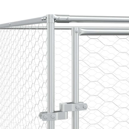 Outdoor Dog Kennel with Roof Silver 13.1‘x13.1‘x8.2‘ Galvanized Steel