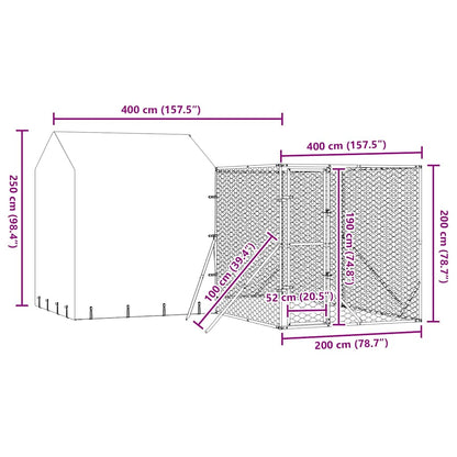 Outdoor Dog Kennel with Roof Silver 13.1‘x13.1‘x8.2‘ Galvanized Steel