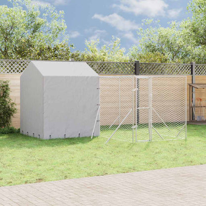 Outdoor Dog Kennel with Roof Silver 13.1‘x13.1‘x8.2‘ Galvanized Steel