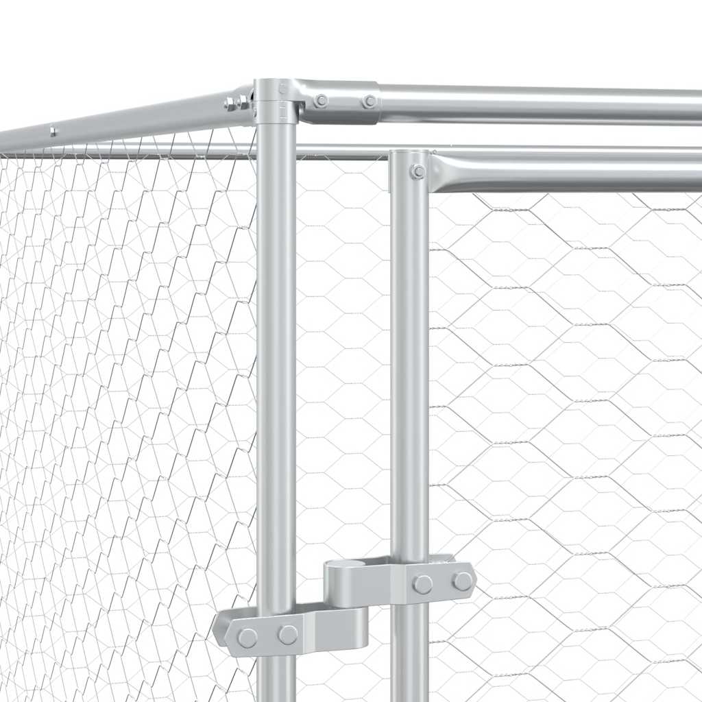 Outdoor Dog Kennel with Roof Silver 6x6x2.5 m Galvanised Steel