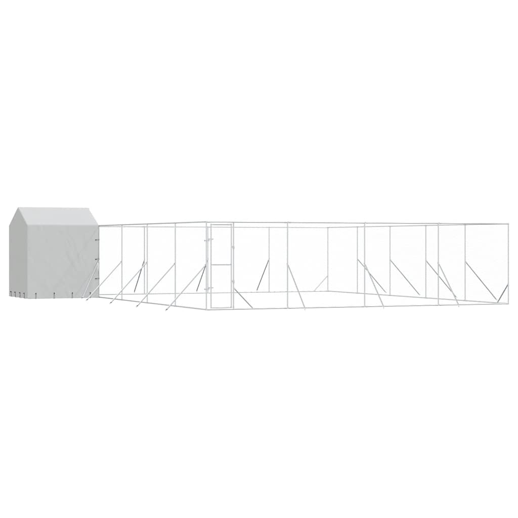 Outdoor Dog Kennel with Roof Silver 10x10x2.5 m Galvanised Steel