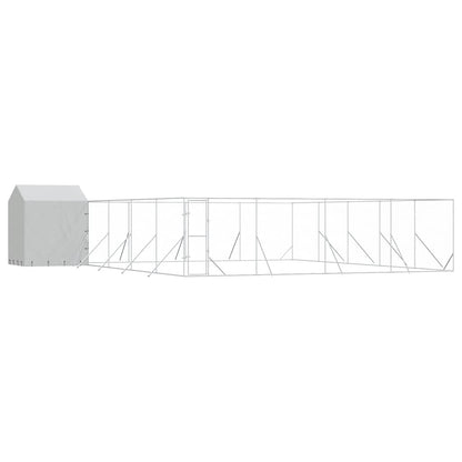 Outdoor Dog Kennel with Roof Silver 10x10x2.5 m Galvanised Steel