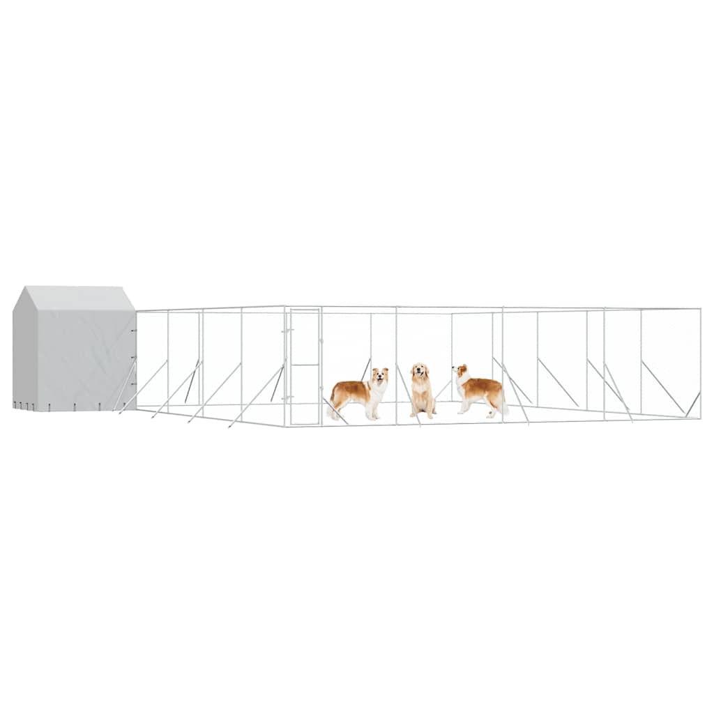 Outdoor Dog Kennel with Roof Silver 10x10x2.5 m Galvanised Steel