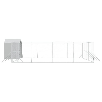 Outdoor Dog Kennel with Roof Silver 10x10x2.5 m Galvanised Steel