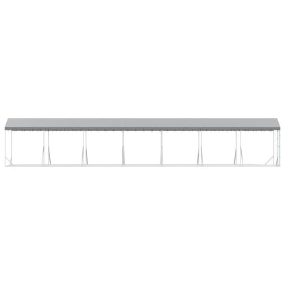 Outdoor Dog Kennel with Roof Silver 2x14x2.5 m Galvanised Steel