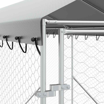 Outdoor Dog Kennel with Roof Silver 2x14x2.5 m Galvanised Steel