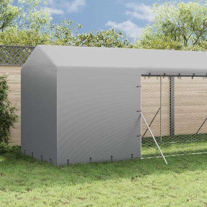 Outdoor Dog Kennel with Roof Silver 6.6‘x19.7‘x8.2‘ Galvanized Steel