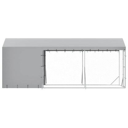 Outdoor Dog Kennel with Roof Silver 6.6‘x19.7‘x8.2‘ Galvanized Steel