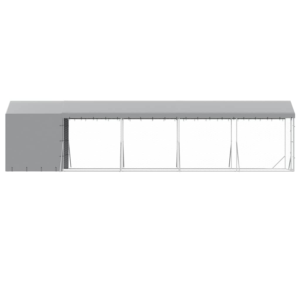 Outdoor Dog Kennel with Roof Silver 2x10x2.5 m Galvanised Steel