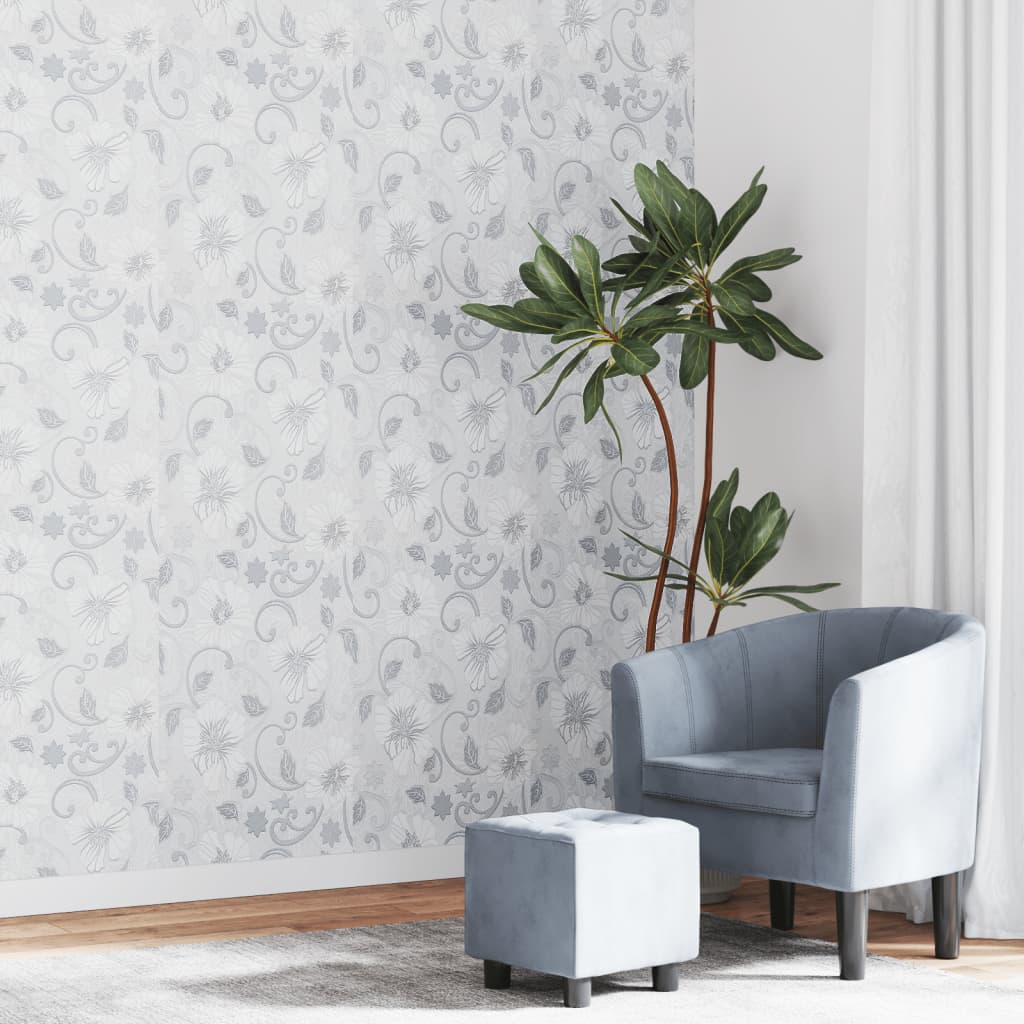 Wallpaper 3D Flower Pattern Grey