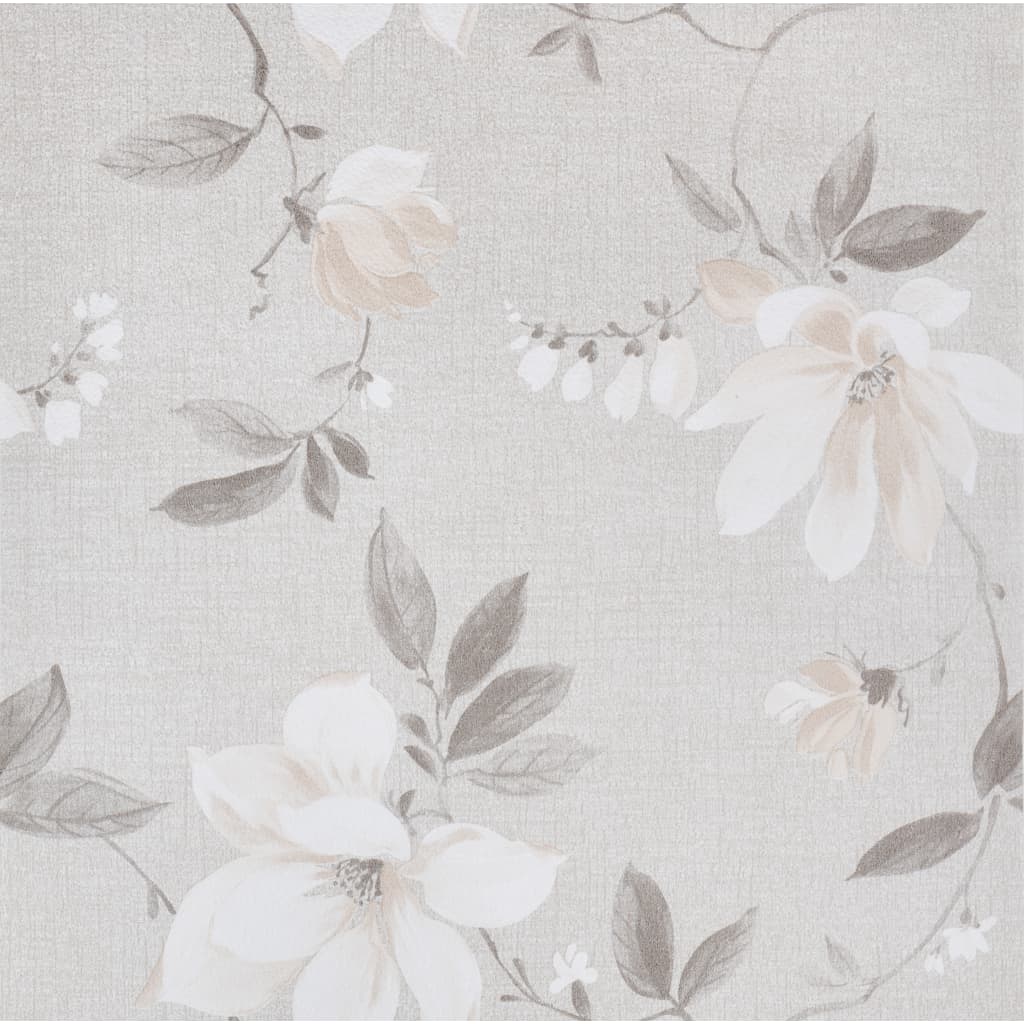 Wallpaper 3D Flower Pattern Grey