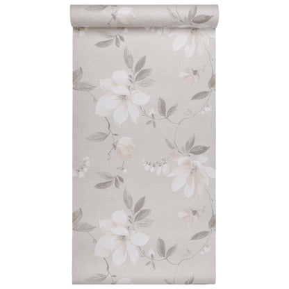 Wallpaper 3D Flower Pattern Grey