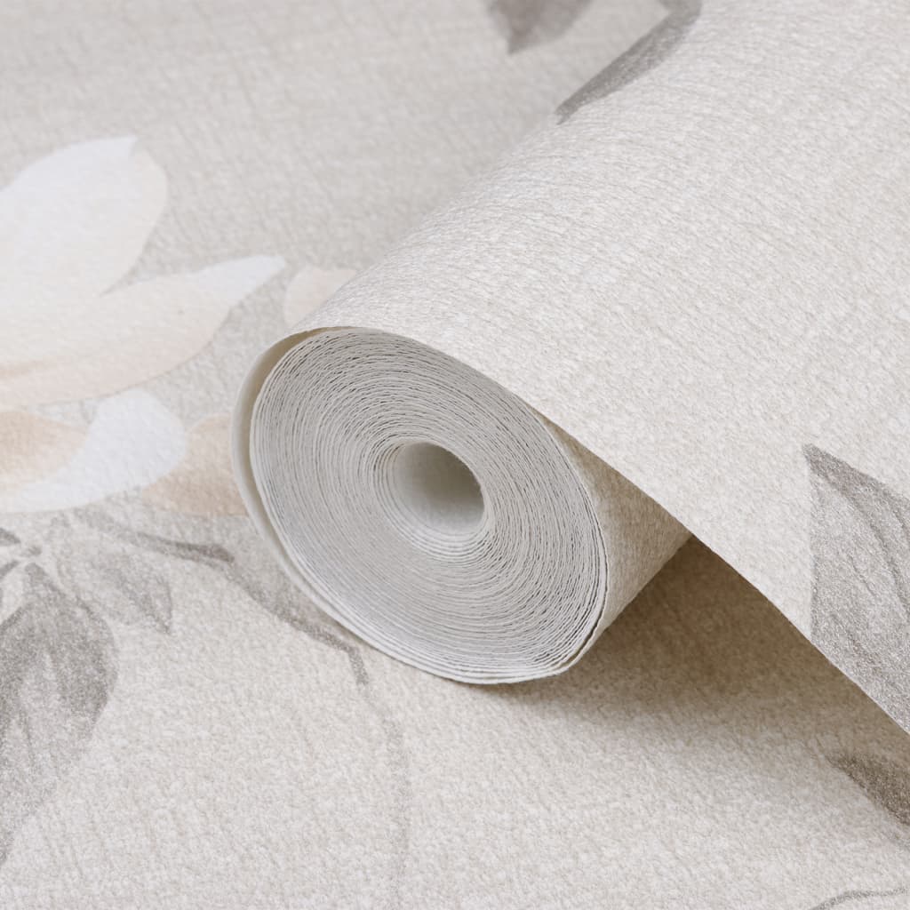 Wallpaper 3D Flower Pattern Grey