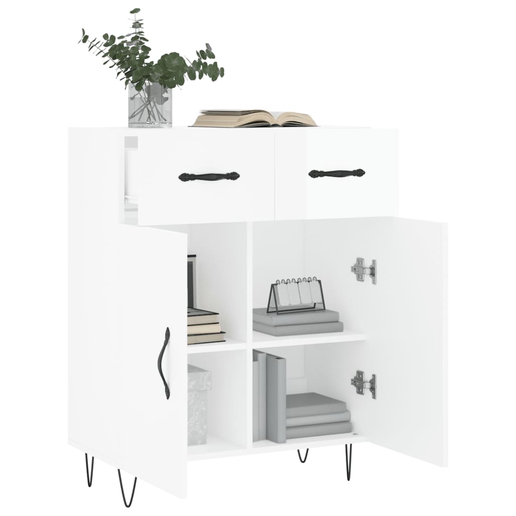Sideboard High Gloss White 69.5x34x90 cm Engineered Wood