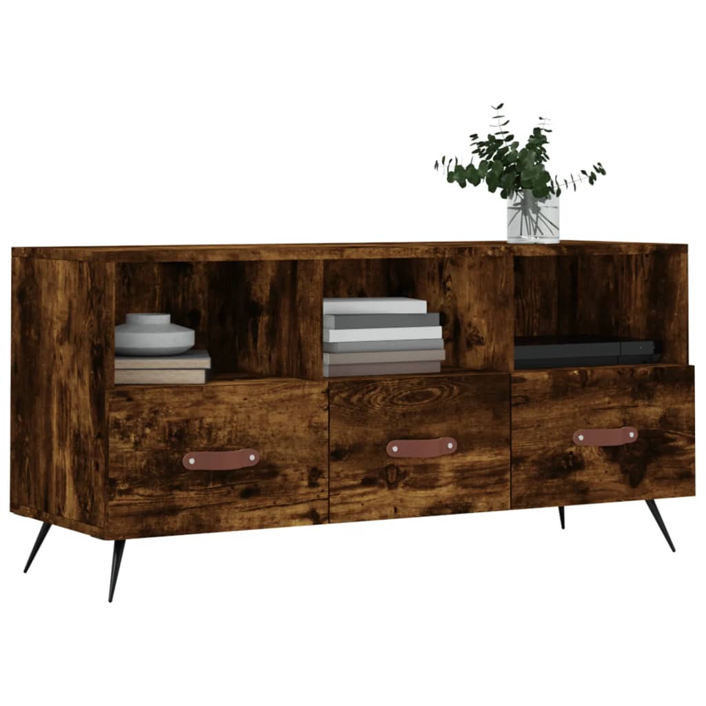 TV Cabinet Smoked Oak 102x36x50 cm Engineered Wood