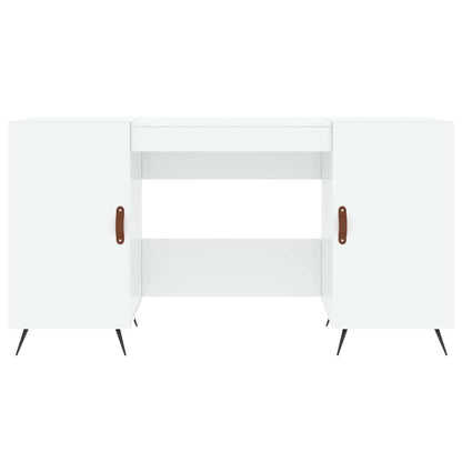 Desk High Gloss White 140x50x75 cm Engineered Wood