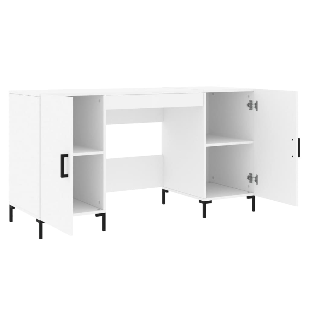 Desk White 140x50x75 cm Engineered Wood