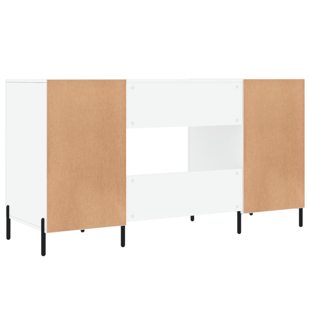 Desk High Gloss White 140x50x75 cm Engineered Wood