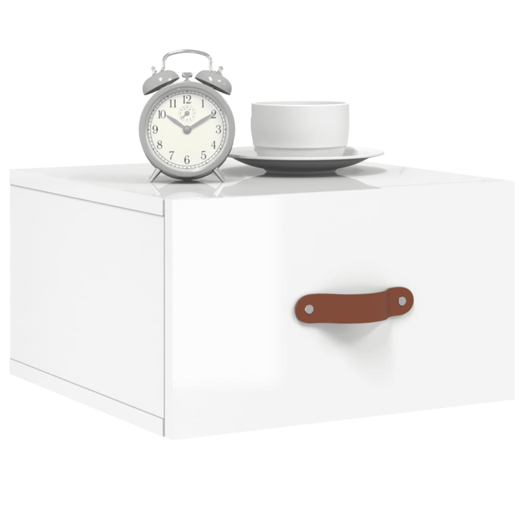 Wall-mounted Bedside Cabinet High Gloss White 35x35x20 cm