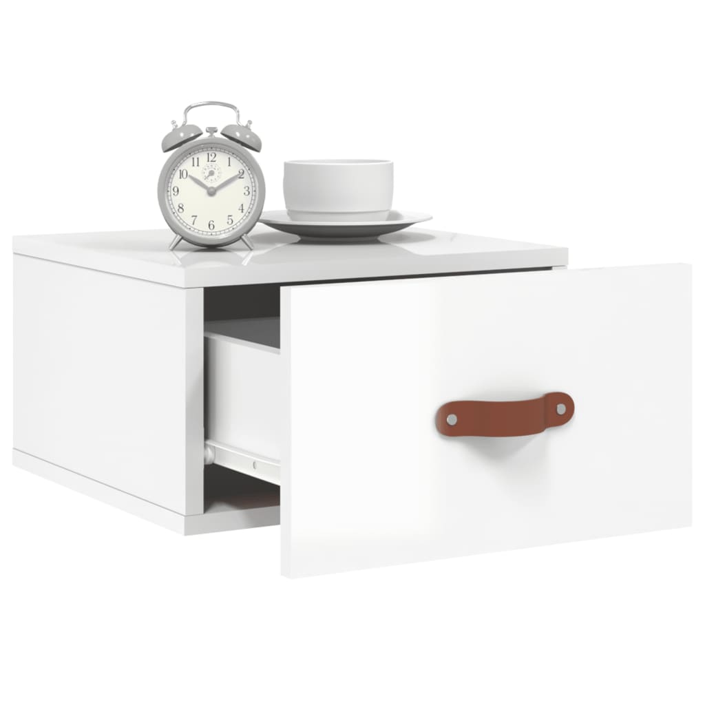 Wall-mounted Bedside Cabinet High Gloss White 35x35x20 cm