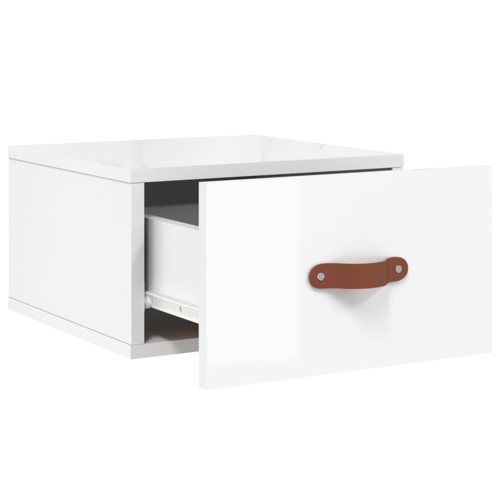 Wall-mounted Bedside Cabinet High Gloss White 35x35x20 cm