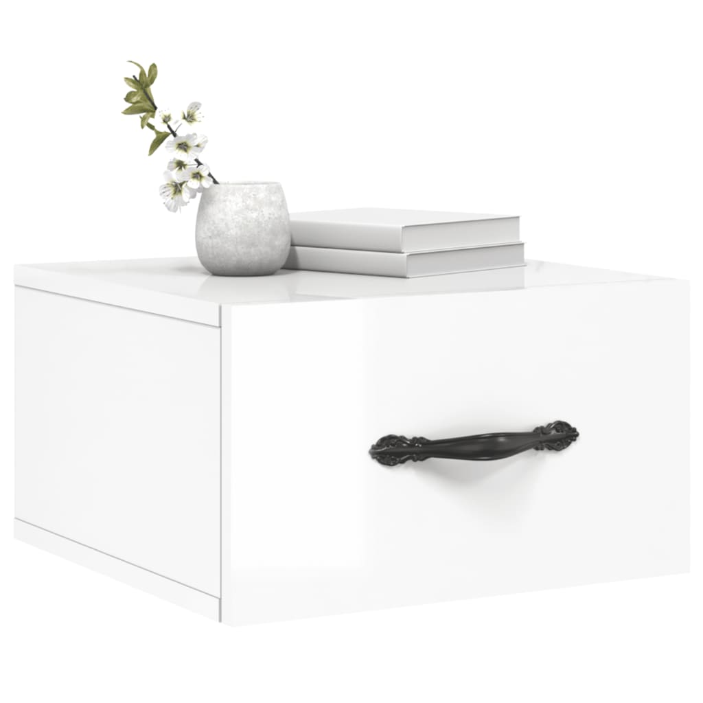 Wall-mounted Bedside Cabinet High Gloss White 35x35x20 cm