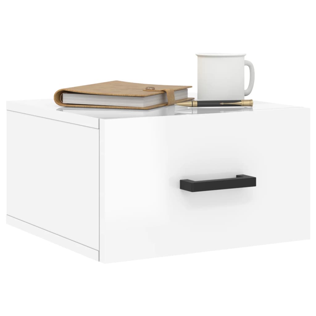 Wall-mounted Bedside Cabinet High Gloss White 35x35x20 cm