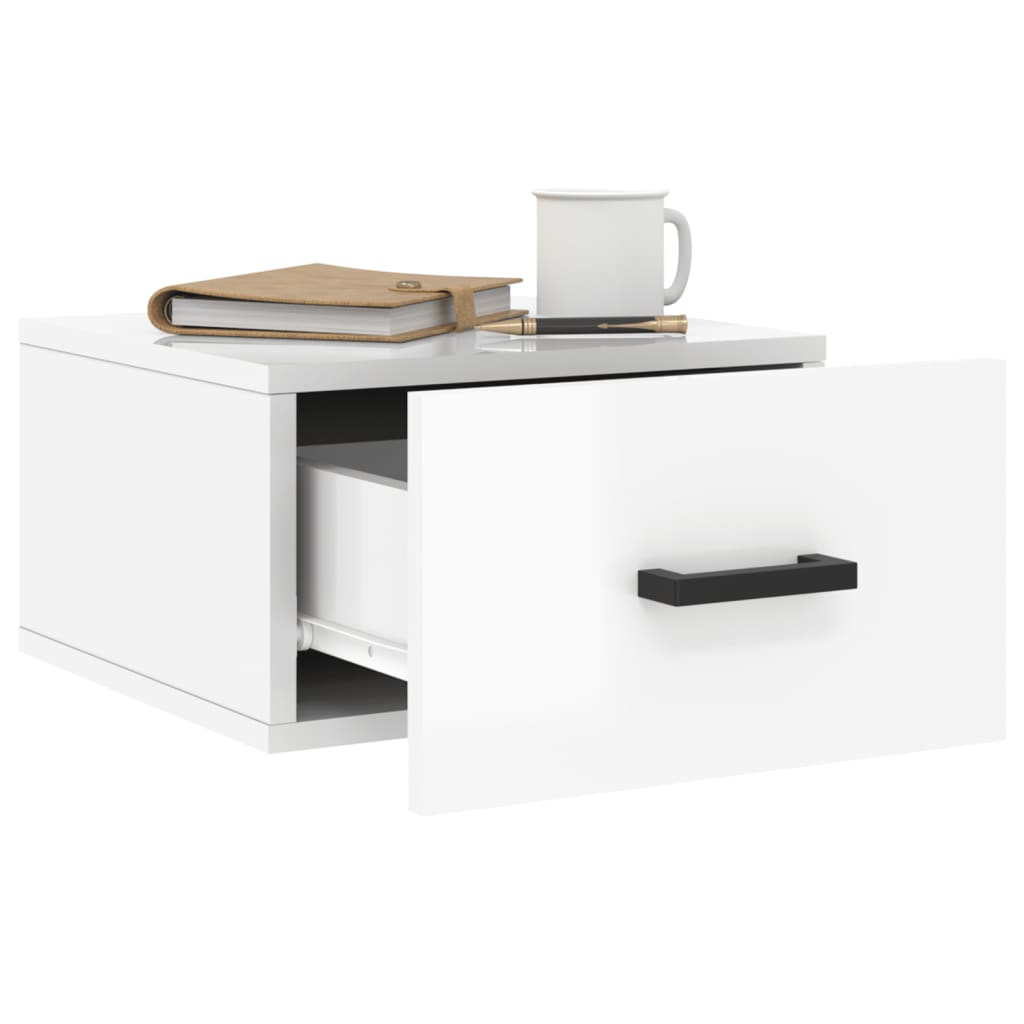 Wall-mounted Bedside Cabinet High Gloss White 35x35x20 cm