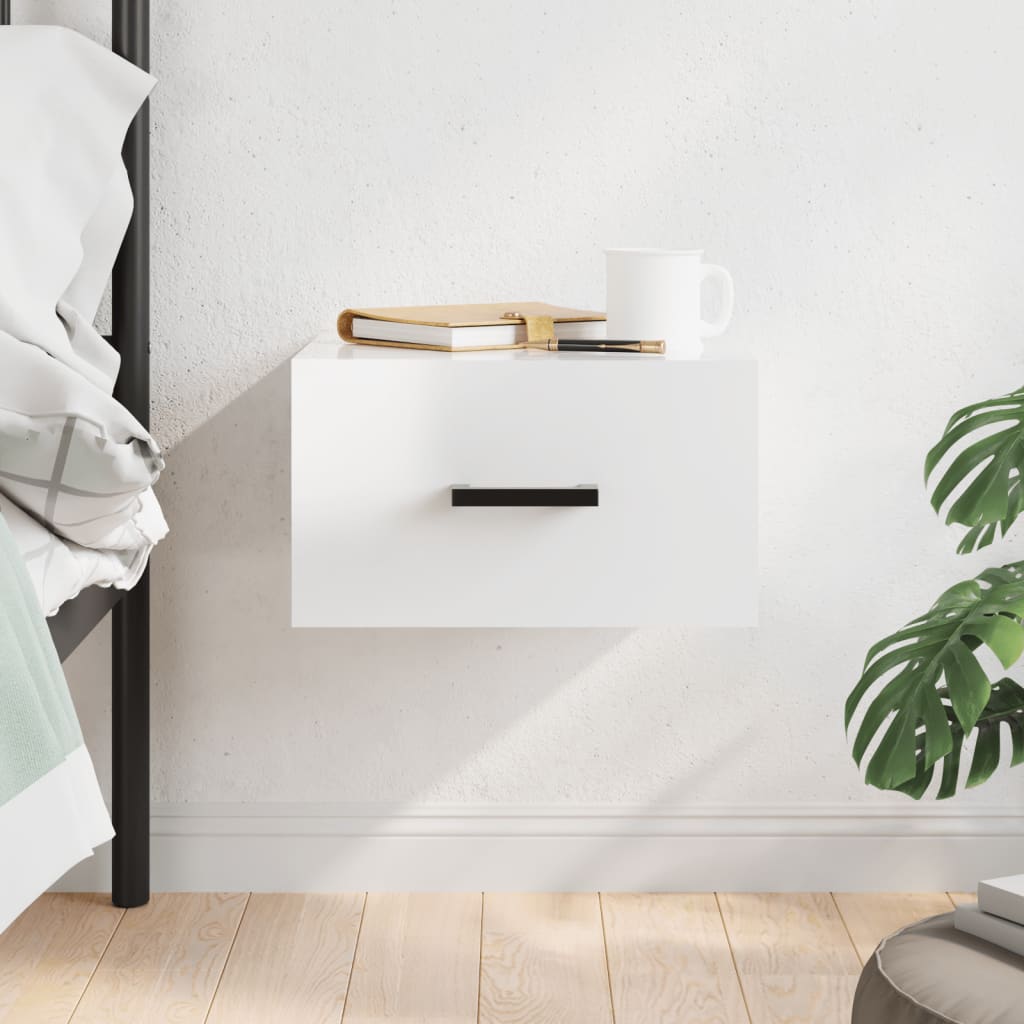 Wall-mounted Bedside Cabinet High Gloss White 35x35x20 cm