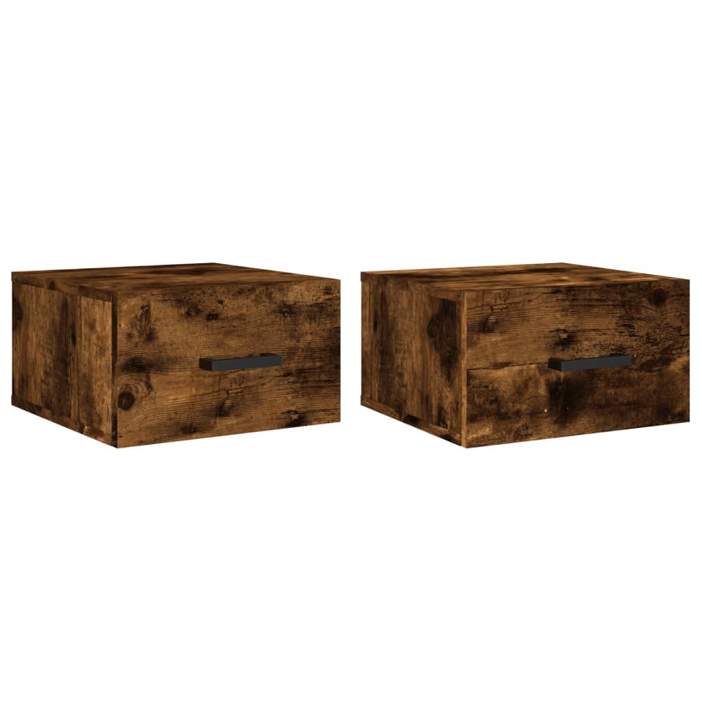 Wall-mounted Bedside Cabinets 2 pcs Smoked Oak 35x35x20 cm