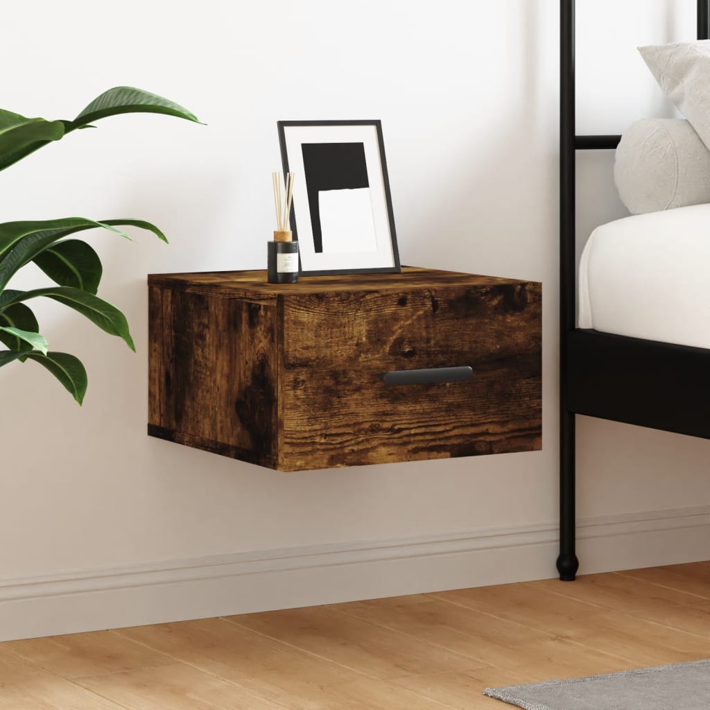 Wall-mounted Bedside Cabinet Smoked Oak 35x35x20 cm