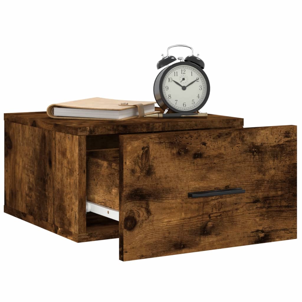 Wall-mounted Bedside Cabinet Smoked Oak 35x35x20 cm