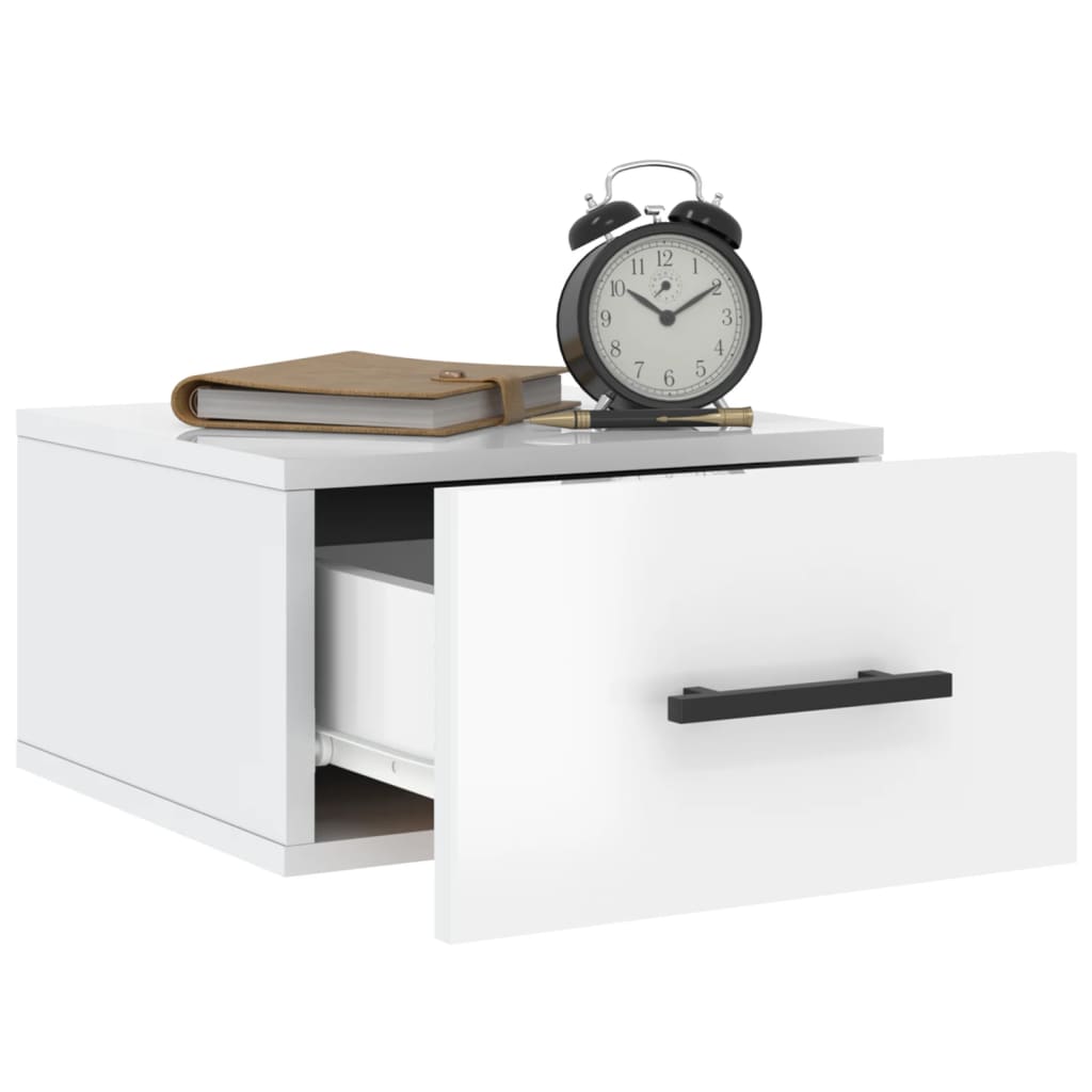 Wall-mounted Bedside Cabinet High Gloss White 35x35x20 cm