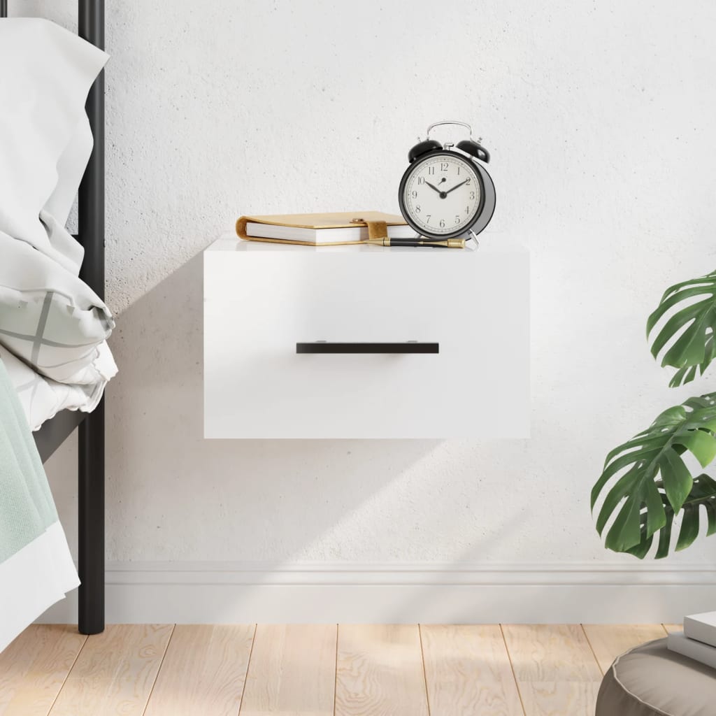 Wall-mounted Bedside Cabinet High Gloss White 35x35x20 cm