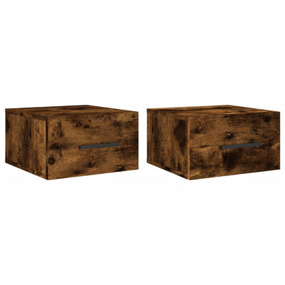 Wall-mounted Bedside Cabinets 2 pcs Smoked Oak 35x35x20 cm