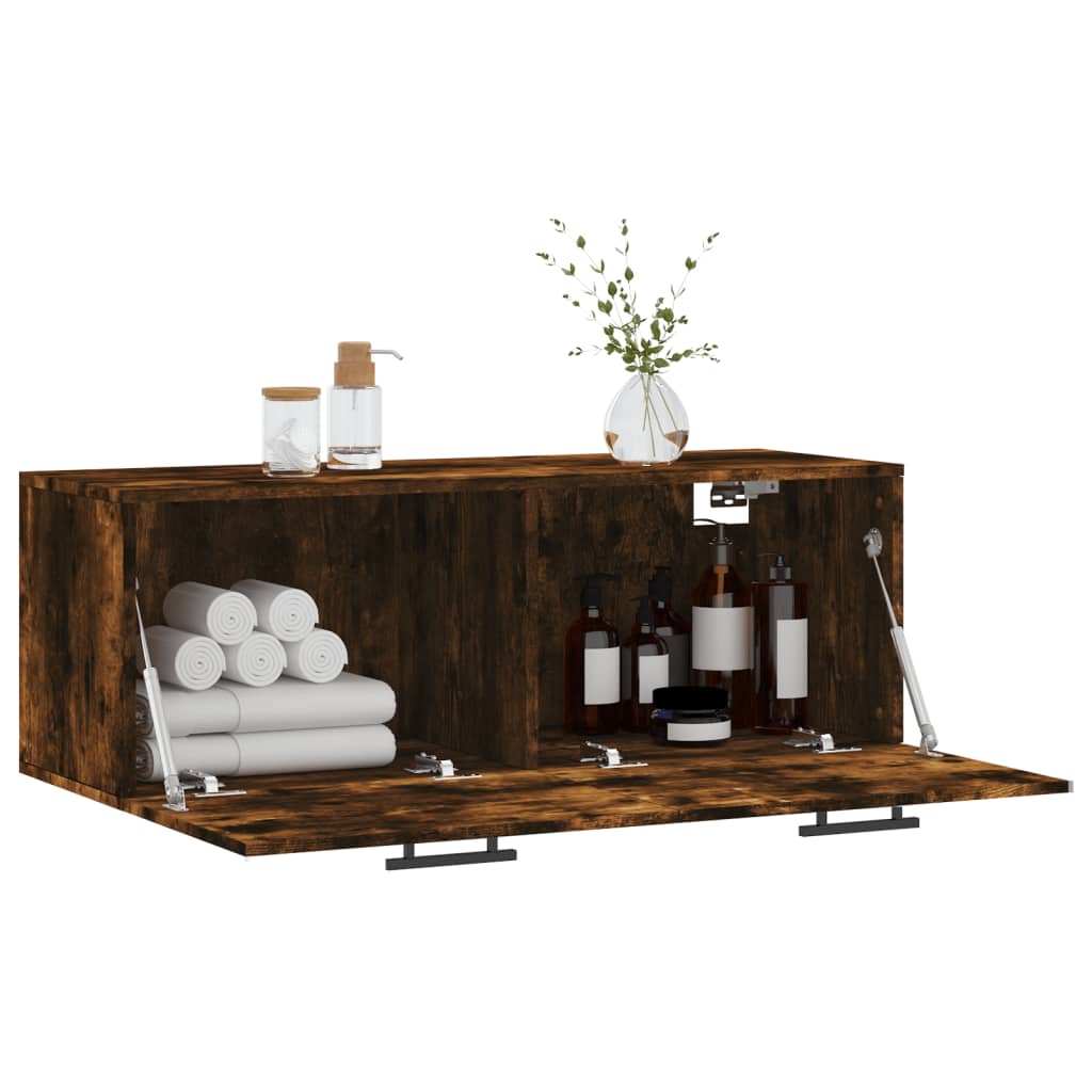 Wall Cabinet Smoked Oak 100x36.5x35 cm Engineered Wood