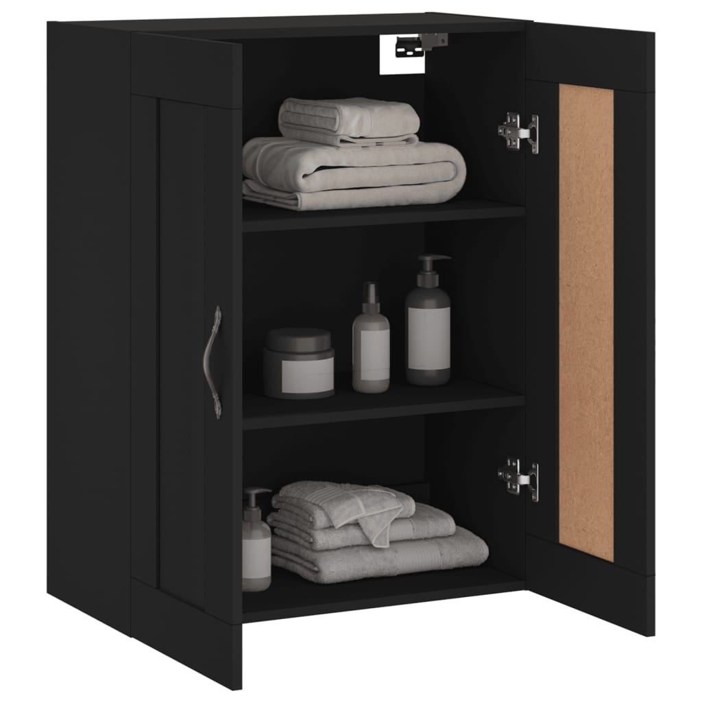 Wall Mounted Cabinet Black 69.5x34x90 cm Engineered Wood