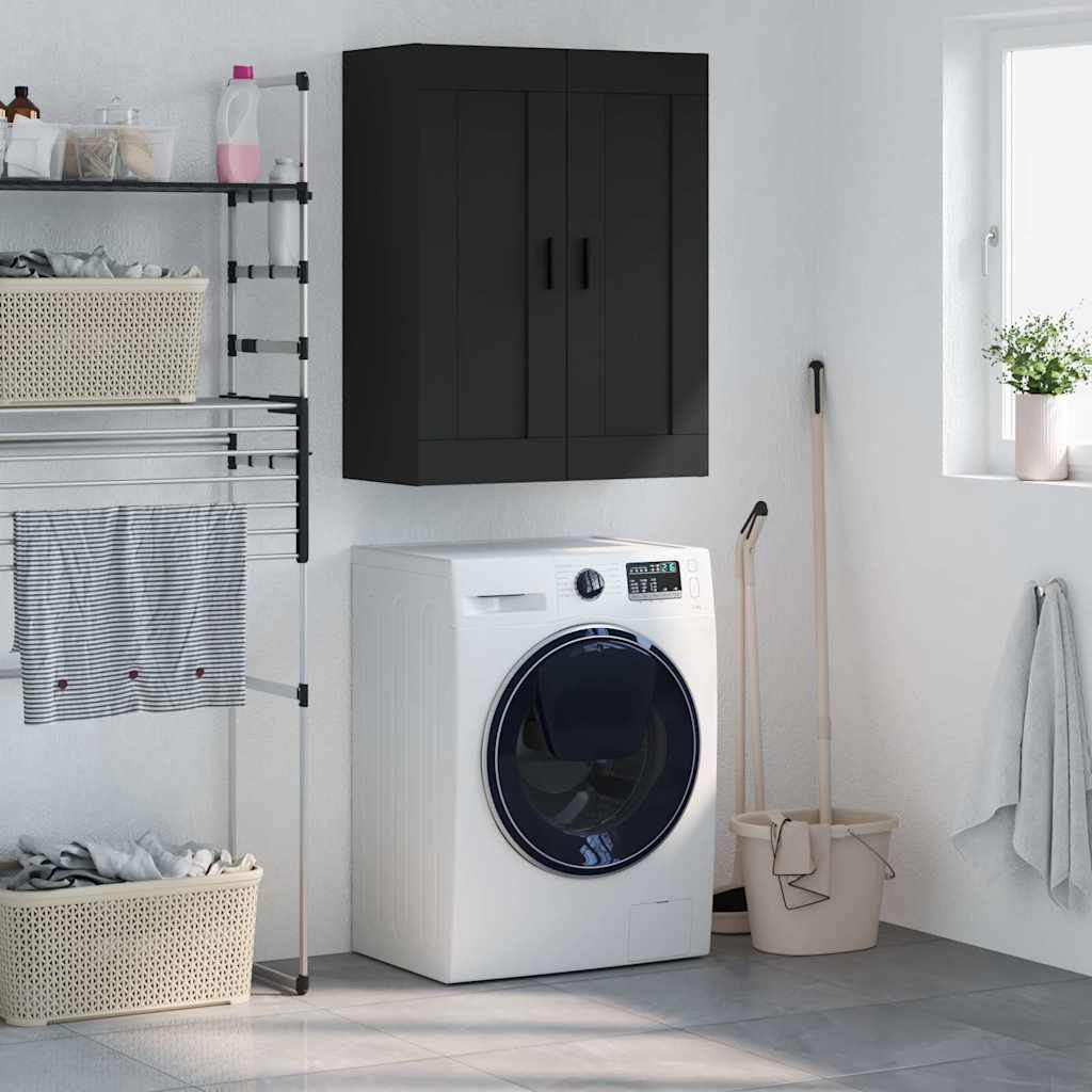 Wall Mounted Cabinet Black 69.5x34x90 cm Engineered Wood