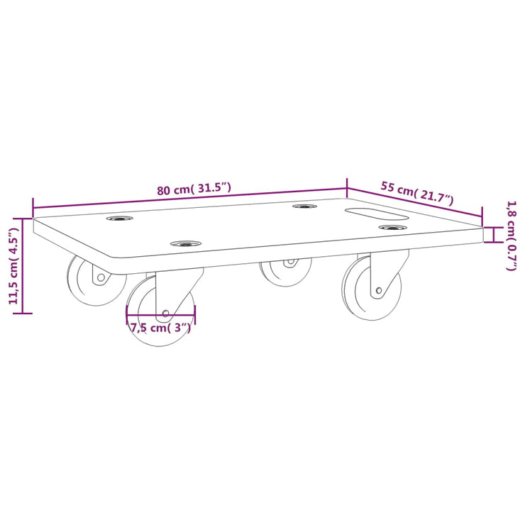 Transport Trolleys 2 pcs Rectangular 80x55x11.5 cm