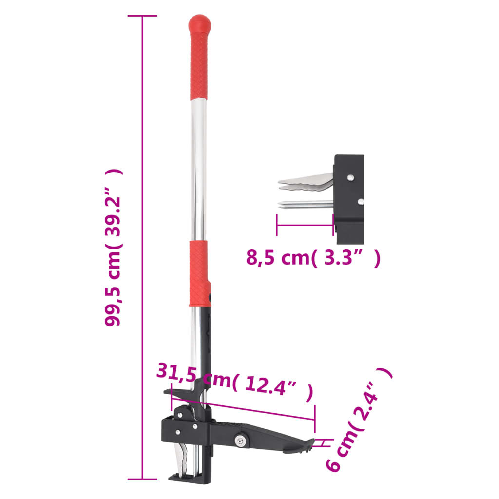 Weed Remover Red and Silver 99.5 cm Anodised Aluminium