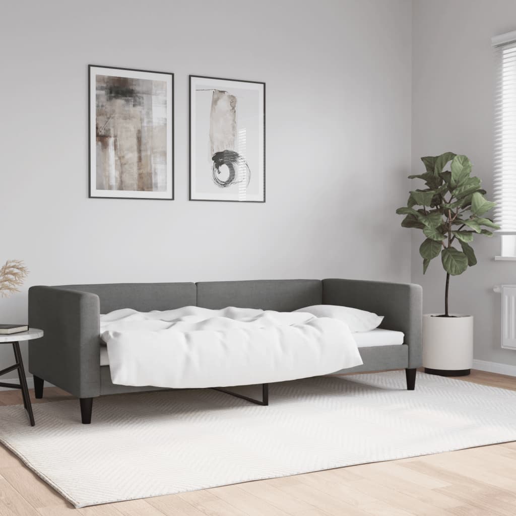 Day Bed without Mattress Dark Grey 90x190 cm Single Fabric