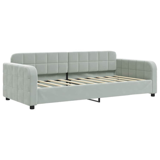 Day Bed without Mattress Light Grey 90x190 cm Single Velvet