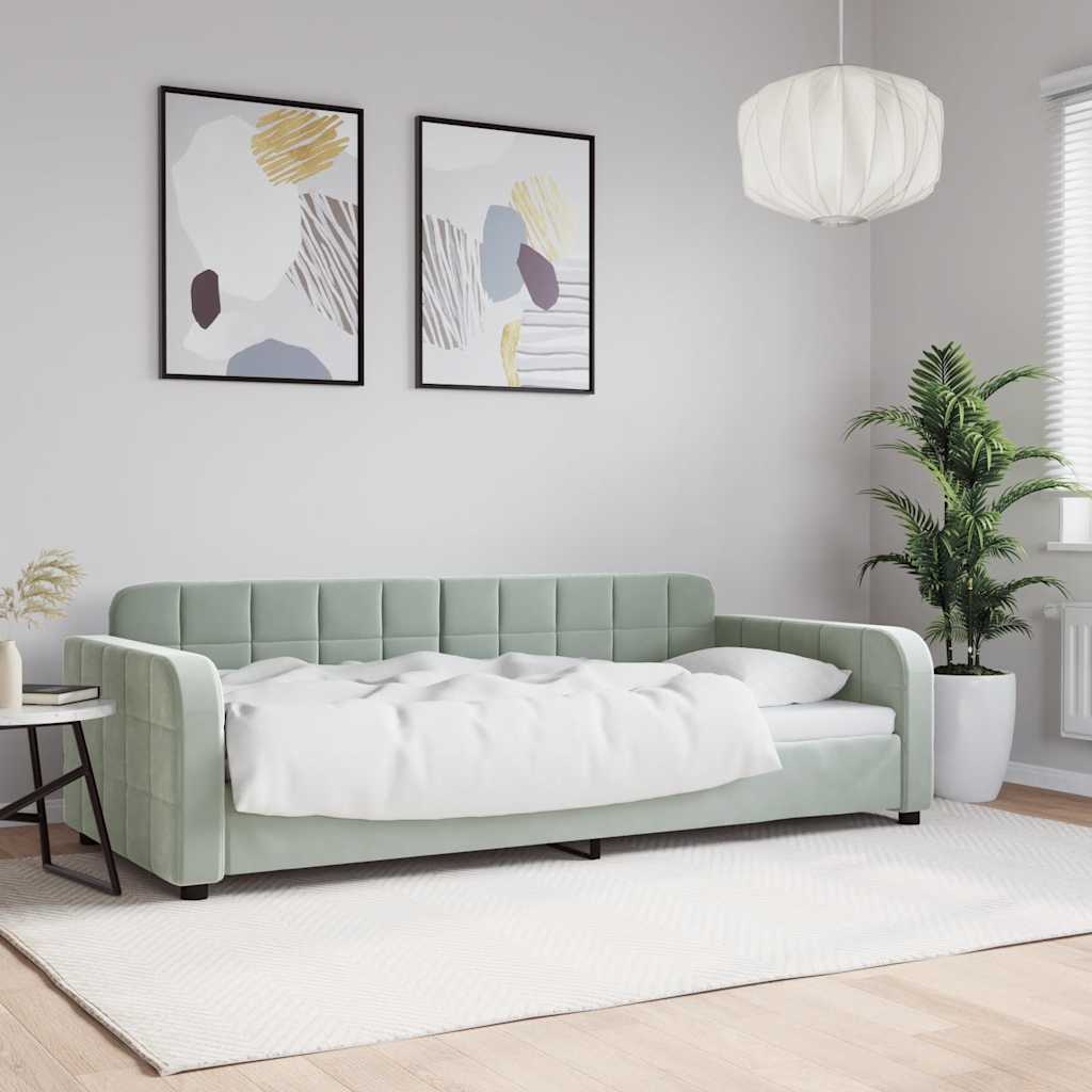 Day Bed without Mattress Light Grey 90x190 cm Single Velvet