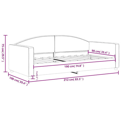 Day Bed without Mattress Light Grey 90x190 cm Single Fabric