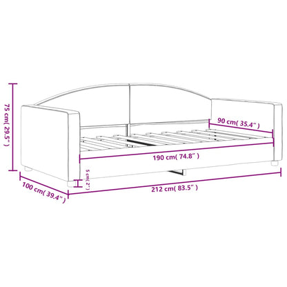 Day Bed without Mattress Dark Grey 90x190 cm Single Fabric