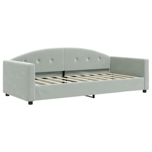 Day Bed without Mattress Light Grey 90x190 cm Single Velvet