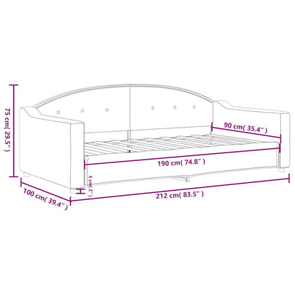 Day Bed without Mattress Dark Grey 90x190 cm Single Fabric