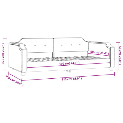 Day Bed without Mattress Dark Grey 90x190 cm Single Fabric