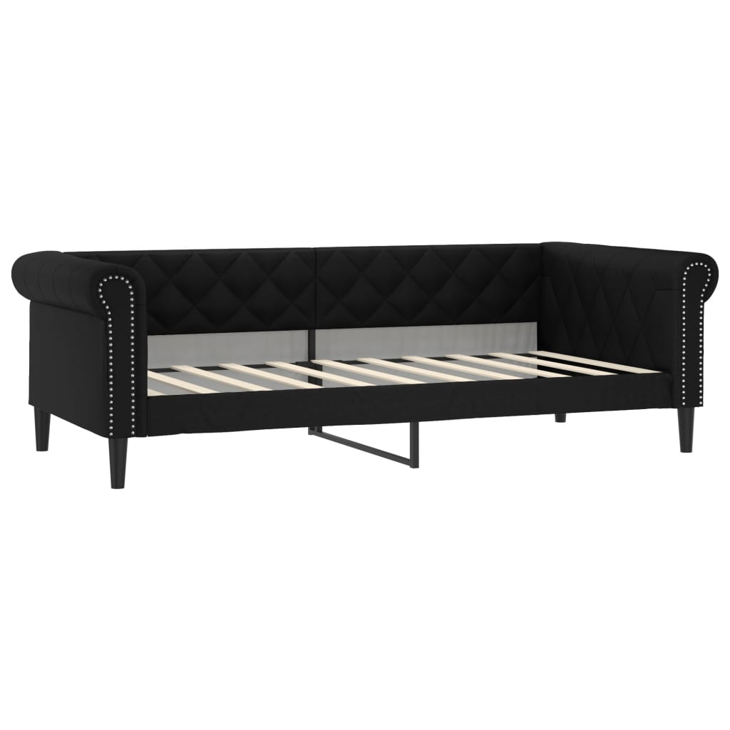 Day Bed without Mattress Black 90x190 cm Single Faux Leather